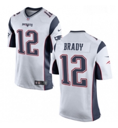 Mens Nike New England Patriots 12 Tom Brady Game White NFL Jersey Mens Nike New England Patriots 12 Tom Brady Game White NFL Jersey