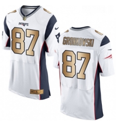 Mens Nike New England Patriots 87 Rob Gronkowski Elite WhiteGold NFL Jersey Mens Nike New England Patriots 87 Rob Gronkowski Elite WhiteGold NFL Jersey