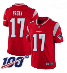 Patriots 17 Antonio Brown Red Men Stitched Football Limited Inverted Legend 100th Season Jersey Patriots 17 Antonio Brown Red Men Stitched Football Limited Inverted Legend 100th Season Jersey