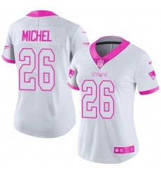Nike Patriots #26 Sony Michel White Pink Womens Stitched NFL Limited Rush Fashion Jersey Nike Patriots #26 Sony Michel White Pink Womens Stitched NFL Limited Rush Fashion Jersey