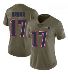 Patriots #17 Antonio Brown Olive Women Stitched Football Limited 2017 Salute to Service Jersey Patriots #17 Antonio Brown Olive Women Stitched Football Limited 2017 Salute to Service Jersey