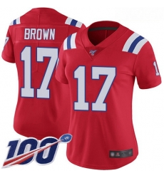 Patriots #17 Antonio Brown Red Alternate Women Stitched Football 100th Season Vapor Limited Jersey Patriots #17 Antonio Brown Red Alternate Women Stitched Football 100th Season Vapor Limited Jersey