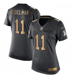 Womens Nike New England Patriots 11 Julian Edelman Limited BlackGold Salute to Service NFL Jersey Womens Nike New England Patriots 11 Julian Edelman Limited BlackGold Salute to Service NFL Jersey