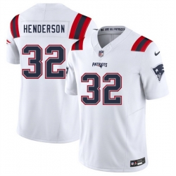 Youth New England Patriots 32 TreVeyon Henderson White 2025 F U S E  Vapor Limited Stitched Football Jersey
