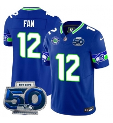 Men Seattle Seahawks 12 Fan Royal 2025 F U S E 50th Season Patch Throwback Vapor Limited Stitched Football Jersey Men Seattle Seahawks 12 Fan Royal 2025 F U S E 50th Season Patch Throwback Vapor Limited Stitched Football Jersey