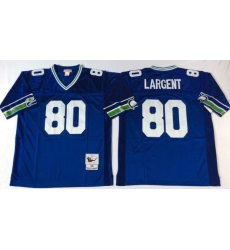 Men Seattle Seahawks 80 Steve Largent Blue M&N Throwback Jersey Men Seattle Seahawks 80 Steve Largent Blue M&N Throwback Jersey