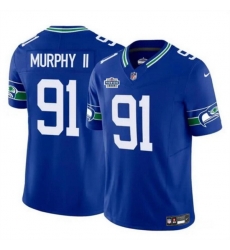 Men Seattle Seahawks 91 Byron Murphy II Royal 2024 With Dradt Patch F U S E Throwback Vapor Limited Stitched Football Jersey Men Seattle Seahawks 91 Byron Murphy II Royal 2024 With Dradt Patch F U S E Throwback Vapor Limited Stitched Football Jersey