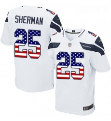 Mens Nike Seattle Seahawks 25 Richard Sherman Elite White Road USA Flag Fashion NFL Jersey Mens Nike Seattle Seahawks 25 Richard Sherman Elite White Road USA Flag Fashion NFL Jersey