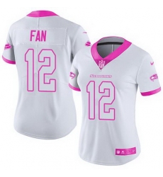 Nike Seahawks #12 Fan White Pink Womens Stitched NFL Limited Rush Fashion Jersey Nike Seahawks #12 Fan White Pink Womens Stitched NFL Limited Rush Fashion Jersey
