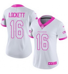 Nike Seahawks #16 Tyler Lockett White Pink Womens Stitched NFL Limited Rush Fashion Jersey Nike Seahawks #16 Tyler Lockett White Pink Womens Stitched NFL Limited Rush Fashion Jersey