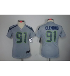 Women Nike Seattle Seahawks #91 Chris Clemons Grey Color NFL LIMITED Jerseys Women Nike Seattle Seahawks #91 Chris Clemons Grey Color NFL LIMITED Jerseys