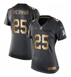Womens Nike Seattle Seahawks 25 Richard Sherman Limited BlackGold Salute to Service NFL Jersey Womens Nike Seattle Seahawks 25 Richard Sherman Limited BlackGold Salute to Service NFL Jersey