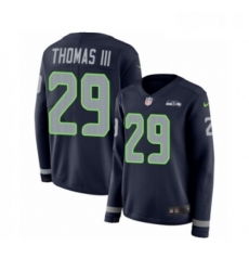 Womens Nike Seattle Seahawks 29 Earl Thomas III Limited Navy Blue Therma Long Sleeve NFL Jersey Womens Nike Seattle Seahawks 29 Earl Thomas III Limited Navy Blue Therma Long Sleeve NFL Jersey