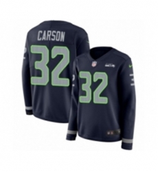 Womens Nike Seattle Seahawks 32 Chris Carson Limited Navy Blue Therma Long Sleeve NFL Jersey Womens Nike Seattle Seahawks 32 Chris Carson Limited Navy Blue Therma Long Sleeve NFL Jersey