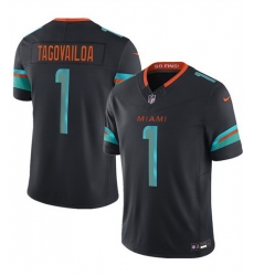 Men Miami Dolphins 1 Tua Tagovailoa Black 2025 F U S E Rivalries Vapor Limited Stitched Football Jersey Men Miami Dolphins 1 Tua Tagovailoa Black 2025 F U S E Rivalries Vapor Limited Stitched Football Jersey