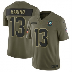 Men Miami Dolphins 13 Dan Marino Olive 2025 Salute to Service Limited Stitched Football Jersey