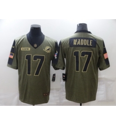 Men Miami Dolphins 17 Jaylen Waddle 2021 Olive Salute To Service Limited Stitched Jersey Men Miami Dolphins 17 Jaylen Waddle 2021 Olive Salute To Service Limited Stitched Jersey