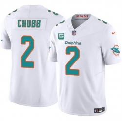 Men Miami Dolphins 2 Bradley Chubb White 2025 F U S E  With 1 Star C Patch Vapor Limited Stitched Football Jersey