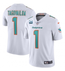 Men Miami Dolphins 2022 #1 Tua Tagovailoa White With 1-star C Patch Vapor Limited Stitched NFL Jersey Men Miami Dolphins 2022 #1 Tua Tagovailoa White With 1-star C Patch Vapor Limited Stitched NFL Jersey