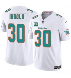 Men Miami Dolphins 30 Alec Ingold White 2025 F U S E  With 3 Star C Patch Vapor Limited Stitched Football Jersey