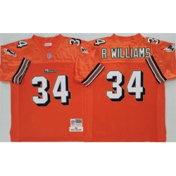 Men Miami Dolphins 34 Ricky Williams Orange Throwback Stitched Football Jersey
