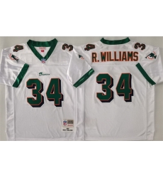 Men Miami Dolphins 34 Ricky Williams White Throwback Stitched Football Jersey Men Miami Dolphins 34 Ricky Williams White Throwback Stitched Football Jersey
