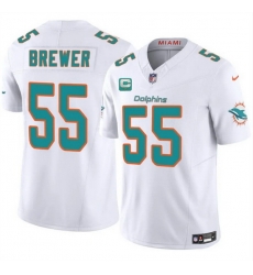 Men Miami Dolphins 55 Aaron Brewer White 2025 F U S E  With 1 Star C Patch Vapor Limited Stitched Football Jersey