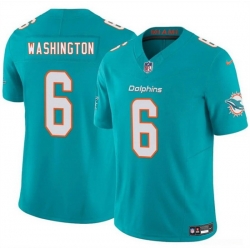 Men Miami Dolphins 6 Malik Washington Aqua 2025 F U S E  Vapor Limited Stitched Football Jersey