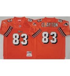 Men Miami Dolphins 83 Mark Clayton Orange Throwback Stitched Football Jersey