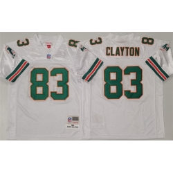 Men Miami Dolphins 83 Mark Clayton White Throwback Stitched Football Jersey