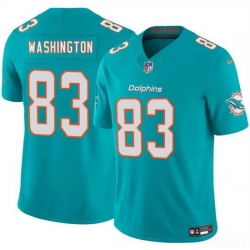 Men Miami Dolphins 83 Tahj Washington Aqua 2025 F U S E  Vapor Limited Stitched Football Jersey
