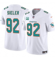 Men Miami Dolphins 92 Zach Sieler White 2025 F U S E  With 2 Star C Patch Vapor Limited Stitched Football Jersey