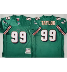 Men Miami Dolphins 99 Jason Taylor Aqua Throwback Stitched Football Jersey