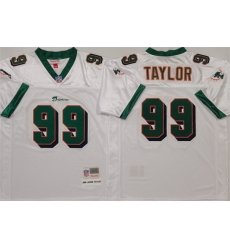 Men Miami Dolphins 99 Jason Taylor White Throwback Stitched Football Jersey Men Miami Dolphins 99 Jason Taylor White Throwback Stitched Football Jersey