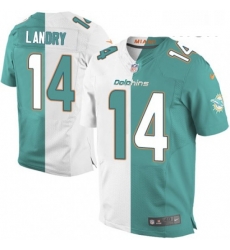 Mens Nike Miami Dolphins 14 Jarvis Landry Elite Aqua GreenWhite Split Fashion NFL Jersey Mens Nike Miami Dolphins 14 Jarvis Landry Elite Aqua GreenWhite Split Fashion NFL Jersey