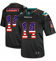 Mens Nike Miami Dolphins 14 Jarvis Landry Elite Black USA Flag Fashion NFL Jersey Mens Nike Miami Dolphins 14 Jarvis Landry Elite Black USA Flag Fashion NFL Jersey