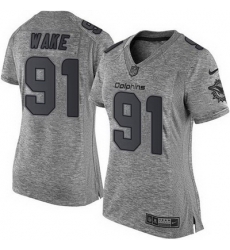 Nike Dolphins #91 Cameron Wake Gray Womens Stitched NFL Limited Gridiron Gray Jersey Nike Dolphins #91 Cameron Wake Gray Womens Stitched NFL Limited Gridiron Gray Jersey