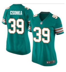 Women New Miami Dolphins #39 Larry Csonka Aqua Green Alternate Stitched NFL Elite Jersey Women New Miami Dolphins #39 Larry Csonka Aqua Green Alternate Stitched NFL Elite Jersey