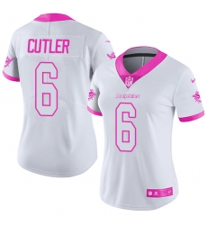 Womens Nike Dolphins #6 Jay Cutler White Pink Stitched NFL Limited Rush Fashion Jersey Womens Nike Dolphins #6 Jay Cutler White Pink Stitched NFL Limited Rush Fashion Jersey