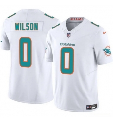 Youth Miami Dolphins 0 Zach Wilson White 2025 F U S E  Vapor Limited Stitched Football Jersey