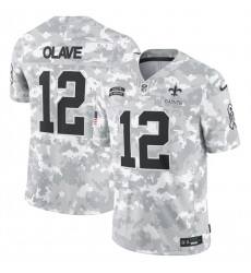 Men New Orleans Saints 12 Chris Olave 2024 Arctic Camo Salute To Service Limited Stitched Football Jersey Men New Orleans Saints 12 Chris Olave 2024 Arctic Camo Salute To Service Limited Stitched Football Jersey