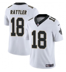 Men New Orleans Saints 18 Spencer Rattler White Vapor Limited Stitched Football Jersey Men New Orleans Saints 18 Spencer Rattler White Vapor Limited Stitched Football Jersey