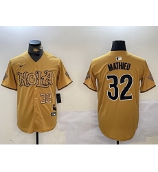 Men New Orleans Saints 32 Tyrann Mathieu yellow Cool Base Stitched Baseball Jersey 3 Men New Orleans Saints 32 Tyrann Mathieu yellow Cool Base Stitched Baseball Jersey 3
