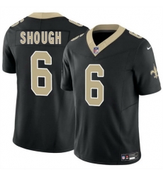 Men New Orleans Saints 6 Tyler Shough Black 2025 Draft F U S E Vapor Limited Stitched Football Jersey