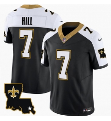 Men New Orleans Saints 7 Taysom Hill Black White 2023 F U S E 1987 Legacy Vapor Stitched Jersey Men New Orleans Saints 7 Taysom Hill Black White 2023 F U S E 1987 Legacy Vapor Stitched Jersey