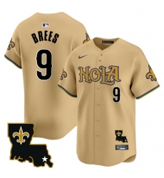 Men New Orleans Saints 9 Drew Brees Gold Cool Base Stitched Baseball Jersey Men New Orleans Saints 9 Drew Brees Gold Cool Base Stitched Baseball Jersey