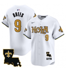 Men New Orleans Saints 9 Drew Brees White Cool Base Stitched Baseball Jersey Men New Orleans Saints 9 Drew Brees White Cool Base Stitched Baseball Jersey