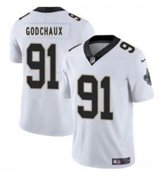 Men New Orleans Saints 91 Davon Godchaux White 2025 Vapor Limited Stitched Football Jersey