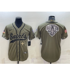 Men New Orleans Saints Olive 2022 Salute To Service Team Big Logo Cool Base Stitched Baseball Jersey Men New Orleans Saints Olive 2022 Salute To Service Team Big Logo Cool Base Stitched Baseball Jersey