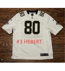 Men Saints #3 HEBERT White Throwback Sttiched Jersey